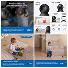 by TP - Link - Cmara de  para Monitor de beb, cmara de Mascotas con deteccin de Movimiento, 1080P, Audio de 2 vas, visin Nocturna, Almacenamiento de Nube y Tarjeta, Funciona con - Negro - + Solo para interiores - Ver 1