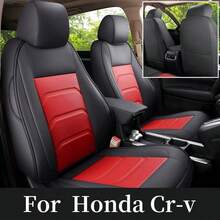 Custom Fit For CRV Car Seat Covers Fit For CRV With Faux Leather(Full Set) - Đen và đỏ - Xem 1