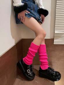 1 par de calentadores de piernas de estilo japonés de primavera/verano con diseño fluorescente y de colores, calentadores de piernas de la subcultura Harajuku Y2K, calentadores de piernas largos de Ins, elegantes, cómodos, suaves, casuales, adecuados para uso diario, fiesta y vacaciones - Multicolor - Ver 18