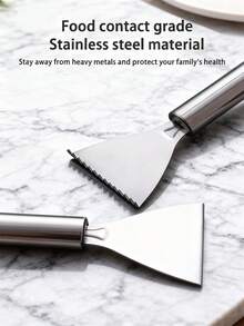 1/2pcs Stainless Steel Fish Scale Scraper Tool, Manual Fish Scaler Knife For Kitchen Household Use - Silver - View 3