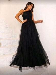 Vestido Longo Formatura Festa Madrinha - Preto - Visão 4