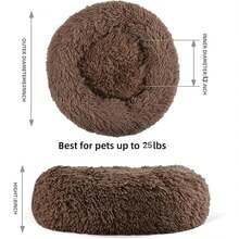 20''x20'' Washable Donut Soft Plush Pet Bed With Waterproof Bottom, Fluffy Calming Self-Warming For Indoor Cats, Sleep Improvement, White - Cà phê - Xem 8