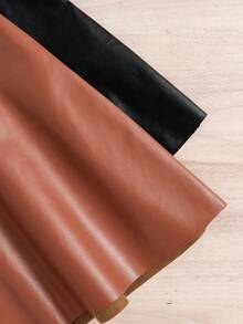 2pcs Girls Simple Versatile Summer Skirts, Teens Faux Leather Solid Color Elastic Waist Mini Skirts, Casual Outdoor Chic Outfits For Youth Daily, Travel