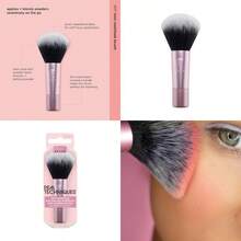 Mini Multitask Makeup Brush For Blush Bronzer And Powder Face Brush With Custom Cut Synthetic Bristles For Loose And Pressed Powder Travel Sized Vegan And CrueltyFree 1 Count Halloween Festival Party Cosplay, Travel, Travel Essential, Valentine's Day, Cheap, Travel Makeup Brush, Gifts For Women, Makeup Artist, Professional Complete Makeup Kit - Multicoloured - View 1