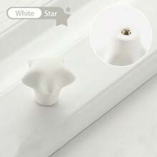 1/2/3 Pieces Of Cartoon Cute Macaron Color Matte Ceramic Solid Wardrobe Drawer Handles (With Free Screws), Drawer Wardrobe Handles, Door Handles, Bedroom Dressing Table Handles With Mirror, Suitable For Various Bedroom Furniture Such As Bedside Tables, Bedroom Wardrobes, Decorative Home Hardware Accessories