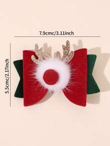 2 Stücke Weihnachts-Haarschleife für Mädchen, Weihnachts-Rentier-Bögen Haarspangen, vintage Samt-Bögen Haarspangen, rote Bögen Rentier Haarstyling-Clips mit flauschiger Ball Dekoration, Neujahrsgeschenk, Feiertags-Party Barrettes, Kinder Baby Haaraccessoires