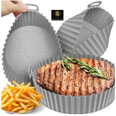 Siliconen ronde airfryer mal mand voor vetvrije frituurpan 20 cm, Airfryer siliconen pan universeel, Siliconen voeringen voor Airfryer manden multifunctioneel