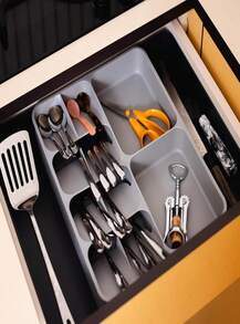 Joseph Joseph DrawerStore Compact Utensil Organizer For Kitchen Drawer Silverware, Flatware Tray, Small, Grey - ColorB - 查看 7