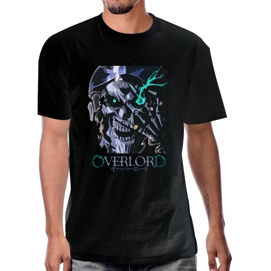 Skull Anime Overlord Ainz Ooal Gown Graphic T-Shirt An Haruku Style Short Sve Man Tshirt Hip Hop Y2K Cotton Wo S.Jpg - màu đen - Xem 1