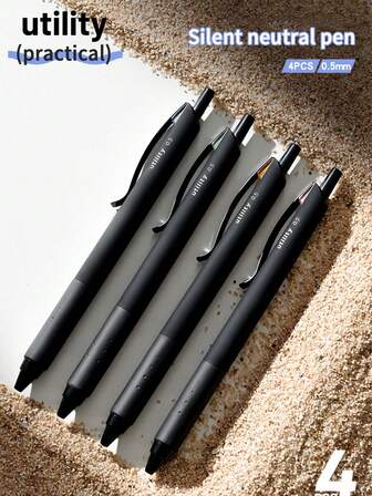 1pc Black Retractable Ballpoint Pen, High-Quality Ink Refill, Smooth Writing, Design
