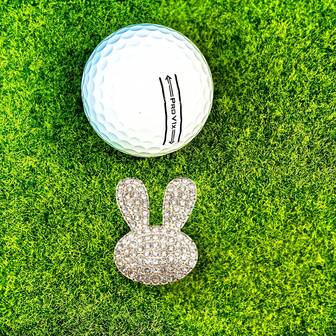 Sparkling Diamond Rabbit Design Magnetic Hat Clip Golf Ball Marker - Easy To Use Golf Accessory For Locating Balls On The Green, Gift For Golfers