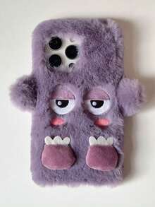 1pc New 3D Cartoon Plush Little Monster Autumn/Winter Vibe Phone Case, Compatible With IPhone 11 12 13 14 15 16 17 Pro Max, Full Body Protective Cover