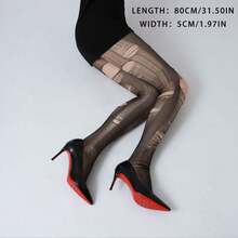 Medias de mujer con diseño rasgado, de malla, transparentes y con agujeros, estilo gótico, accesorios de moda - Negro - Ver 4