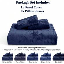 Queen Size 3pcs Ultra Soft Breathable Comforter Cover Set, Luxury Cozy Flannel Duvet Cover With Pillow Shams, 90" X 90", Dark Grey,  And  Bedding Collection - 海軍藍(無棉被) - 查看 7