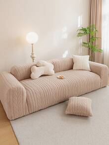 1 Stück einfarbige Plüsch Sofaüberwurf, weich & hautfreundlich, Jacquard Design, tierfreundlich, maschinenwaschbar, langanhaltend, Weihnachten Neujahr Feiertag Party Heimdekoration, Sofaschutz, passend für 1/2/3/4-Sitzer Sofa