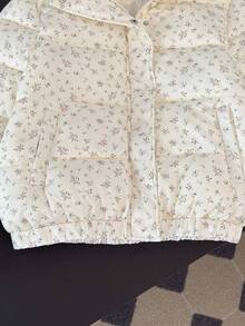 Women's Loose Casual Padded Coat, Romantic Floral Design, Funnel Neck Zipper Casual Versatile, Fashion Streetwear Travel Holiday Multi-Style Matching Item For Winter - Multicolor - View 6