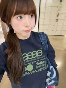 Women's Spring/Autumn 100% Cotton Loose Fit Versatile Print Casual Korean Style Long Sleeve T-Shirt - 深藍 - 查看 3