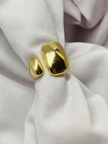 Open Ring Adjustable Adjustable Maximalist Design Sculptural Organic Carved Gold Or Silver Plated Golden Women Fashion Elegant - Vàng - Xem 6