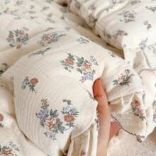 Muslin Duvet Cover With Ruffled Edges, 1 Piece Cotton Comforter Cover 47X59'', Pattern 2-Layer Gauze Bedding, No Quilt Or Pillowcases, Bedroom Essential - 古典 - 查看 5