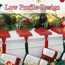 Stocking Holders Mantle Set Of 2, Heavy Weighted Metal Stocking Holders Hangers Low Profile Stocking Hooks Bases Fireplace Table Xmas Holiday Party Decoration, Black