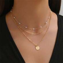1pc Multi-Layer Minimalist Faux Pearl Necklace, Suitable For Women's Daily And Holiday Wear