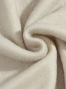 Casual Solid Color Ribbed Knit Sweater, Autumn/Winter - White - View 6