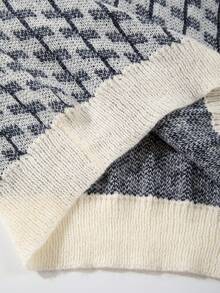 ANDREILEE 秋冬欧美韩风男女通用休闲复古提花针织套头轻薄毛衣 - 杏色 - 查看 9