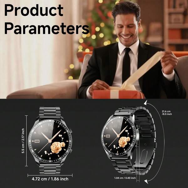 Neue Smartwatch, 1,5 Zoll runder Bildschirm, kabellose Anrufe, Schlafüberwachung, Schrittzähler, viele Sportmodi, Trinkwasser-Erinnerung, Benachrichtigungserinnerung, Wettervorhersage