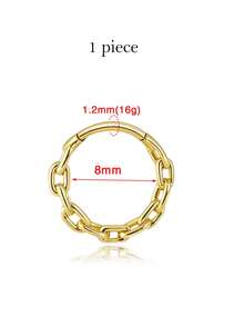 1 chiếc khuyên mũi/sụn tai dạng vòng phân đoạn bằng thép không gỉ 316L cỡ 16G, trang sức xỏ khuyên không gây dị ứng, có màu vàng và bạc, phù hợp với nhiều kiểu xỏ khuyên như khuyên mũi, khuyên sụn tai, khuyên tai daith, khuyên tai helix, v.v. Thích hợp để đeo hàng ngày. - 1 cái - Xem 18