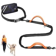 Hands Free Dog Leash With Zipper Pouch, Dual Padded Handles And Durable Bungee For Walking, Jogging And Running Your Dog