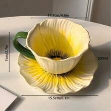 一套陶瓷花卉咖啡杯（杯子+碟子），高品质创意花卉女士水杯，优雅手绘下午茶杯碟套装，“一杯咖啡”，可能，海洋，杯子，沙特咖啡杯，斋月礼物，斋月配送