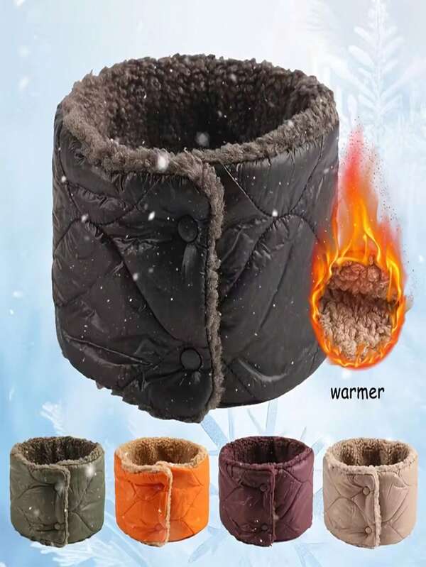 1 pieza Bufanda cuello calentador de moda de acrílico, unicolor, forro térmico desmontable, protección contra el viento para las orejas, adecuado para deportes al aire libre, ciclismo y esquí, bufanda de cuello de tela de punto lavable, cuello de onda gruesa de punto unisex para exteriores en invierno