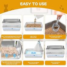 Stainless Steel Sifting Litter Box With Lid, Large Sifting Litter Box Pine Pellets Small Cats 6 Inch - Initial - View 8