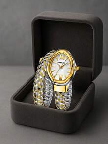 1 pieza Reloj de cuarzo de lujo vintage para mujer con diseño de cabeza de serpiente, de alta moda - Unitalla - Ver 9