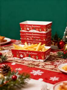 20 حزمة صواني وجبات خفيفة عيد الميلاد، أطباق ورقية احتفالية لحفلات المناسبات العطلات، صواني طعام ورقية بشكل قارب لحفلات الزفاف وعيد الميلاد، أدوات مائدة لحفلات عيد الميلاد، ديكور المطبخ المنزلي لعيد الهالوين وحفلات عيد الميلاد - متعدد الألوان - مشاهدة 1