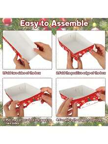 20 حزمة صواني وجبات خفيفة عيد الميلاد، أطباق ورقية احتفالية لحفلات المناسبات العطلات، صواني طعام ورقية بشكل قارب لحفلات الزفاف وعيد الميلاد، أدوات مائدة لحفلات عيد الميلاد، ديكور المطبخ المنزلي لعيد الهالوين وحفلات عيد الميلاد - متعدد الألوان - مشاهدة 6