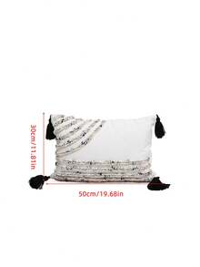 1 buc/2 buc față de pernă cu dungi gri și albe, material textil din pluș în stil nordic cu ciucuri, față de pernă decorativă pentru dormitor, living, exterior, potrivită pentru toate anotimpurile, 30 * 50 cm, 45 * 45 cm