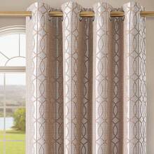 Beige And Black% Blackout Geometric Pattern Curtains, 52 Inch Wide 96 Inches Long 2 Panels, Thermal Insulated Noise Reducing Anti-Rust Grommet Drapes Bedroom Living Room,, Modern Style, Energy-Efficient - 卡其色和銀色 - 查看 12