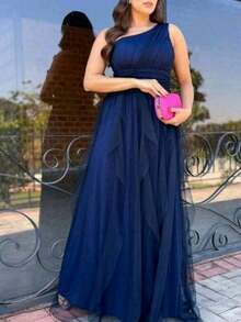 Long Prom Dress For Bridesmaid Party - Navy Blue - View 3