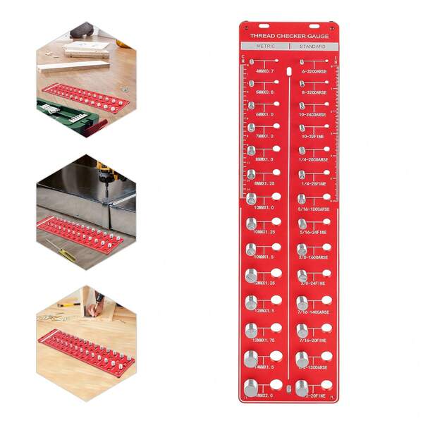Nut And Bolt Thread Checker, Thread Identifier Gauge Inch And Metric, Rectangular Screw Measuring Gauge