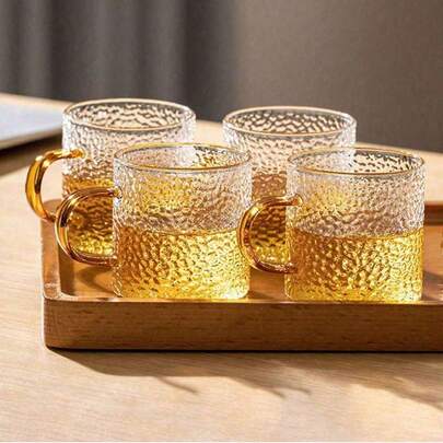 12/6/4/2件套锤纹耐热玻璃杯，咖啡杯，果汁杯，茶杯，客厅杯，办公室杯，水杯，茶具，适用于家庭、办公室等场所。