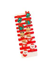 10pcs Christmas Cartoon Hair Ties, Cute Girls' Red Hair Scrunchies, Suitable For Holiday Outfits And Daily Wear, Santa Claus Hair Accessories - Multicolor - View 5