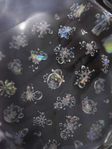 1片彩色雪花白色美甲贴纸，5D贝壳轻盈可爱雪花自粘美甲装饰贴纸，圣诞节DIY配件 - 彩色 - 查看 4