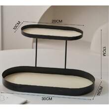 1 pièce Organisateur cosmétique double ovale multicolore élégant, coiffeuse moderne de style européen pour chambre à coucher, organisateur de bijoux multifonctionnel à deux niveaux, étagère de rangement durable et gain de place, présentoir d'accessoires de parfum, étagère de rangement divers