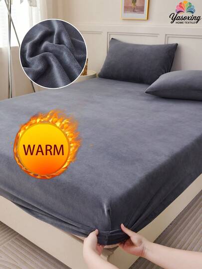 1 szt. Szare mleczne aksamitne prześcieradło z dopasowaną gumką, nowoczesne supermiękkie flanelowe, puszyste, puszyste prześcieradło z dopasowaną gumką w rozmiarze King Queen, pełne, podwójne, luksusowe, supermiękkie, przytulne, wygodne prześcieradło z głęboką kieszenią 11,8 cala, odpowiednie na jesień, zimę i wiosnę, bez poszewek na poduszki, klasyczny, jednolity kolor