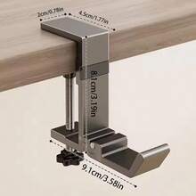 Soporte portátil para auriculares, gancho lateral de mesa sin perforaciones, estantes de pared, soporte multifuncional para organizador de auriculares de juego - Gris - Ver 3