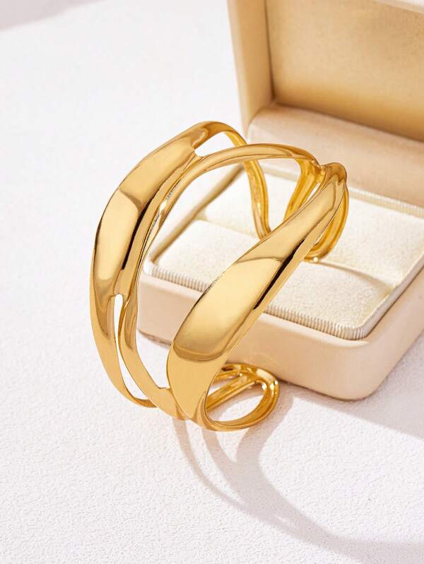 1 pieza Brazalete de manga hueca asimétrico, estilo vintage europeo y americano, accesorio versátil, adecuado para todas las ocasiones y como regalo festivo