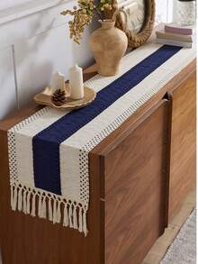 Boho Rustic Farmhouse Dining Table Runners , Dresser Runners Cover Top For Bedroom, Living Room Kitchen, Nightstand, End Table,Fall Thanksgiving Country Table Decor, Bridal Shower, Burlap Table Runner ,Beige Macrame Coffee Table Runners ,Suitable For Bedside Table TV Microwave Washing Machine Refrigerator Dust Cover