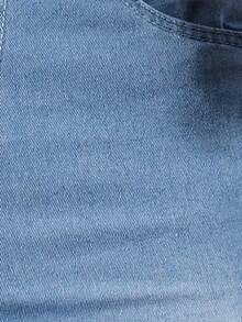 男式蓝色修身破洞弹力牛仔裤