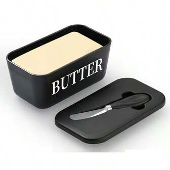 1 Set Of Elegant Butter Dish With Lid And Knife, Easy-To-Clean Buttery Freshness Container - Fridge Storage & Warewasher Friendly For Home Use/Weddings / Camping Parties Outdoor Activities, Butter Container For Fridge, Large Butter Dish With Lid, Butter Bowl, Vintage Butter Dish, Butter Stick Holder